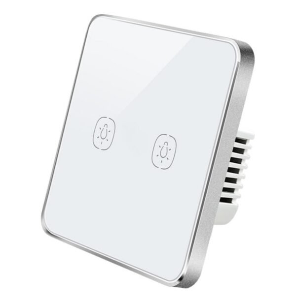 Dual-Gang Modern Tempered Glass Switch (White)